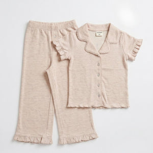 פיגמה מכופתרת ארוכה לילדות מבד ריב