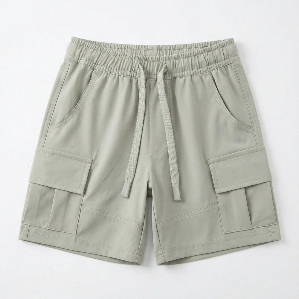 מכנסיים מבד פרשוט קצר עם דגמ'ח לילדים