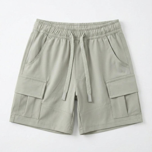 מכנסיים מבד פרשוט קצר עם דגמ'ח לילדים