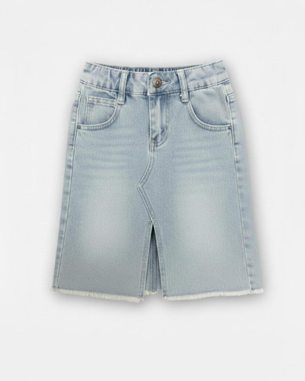 חצאית ג'ינס לילדות מנומר/חלק גזרת מידי