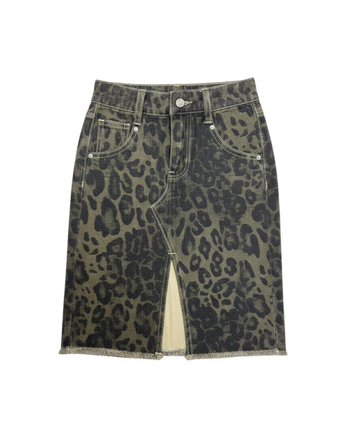 חצאית ג'ינס לילדות מנומר/חלק גזרת מידי