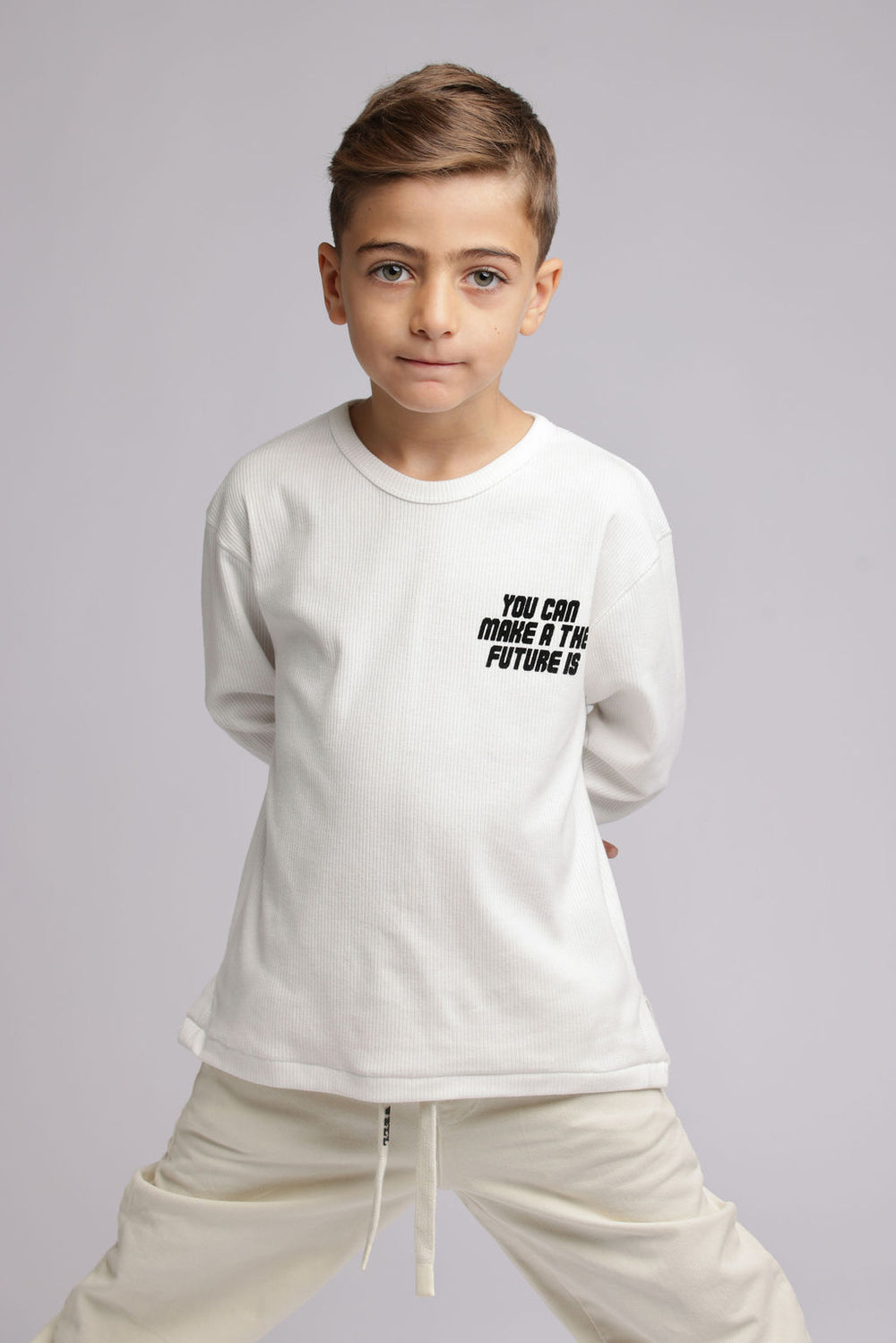 חולצה לילדים מבד ריב עבה דגםYOU CAN MAKE