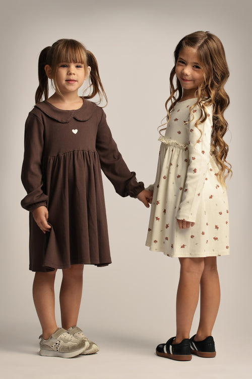 שמלה ריב עם טקסטורה פרחונית לילדות