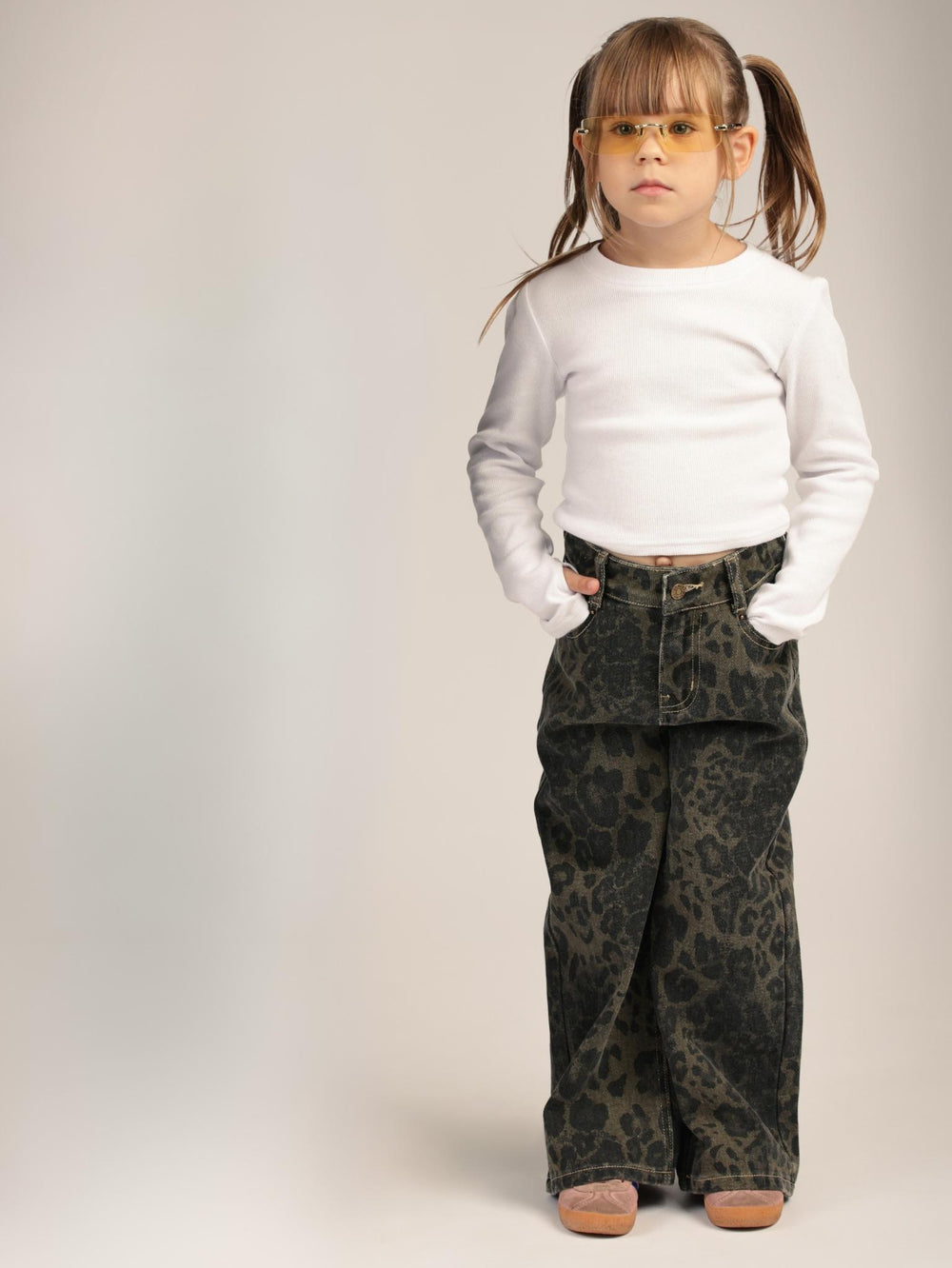 ג'ינס בנות כותנה טקסטורה מנומר