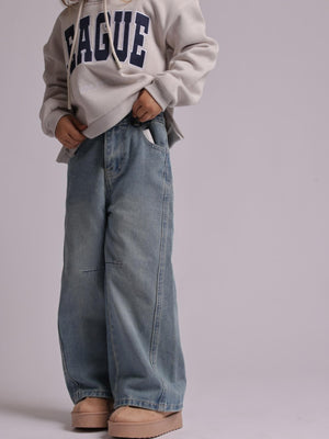 ג'ינס בנות כותנה רחב