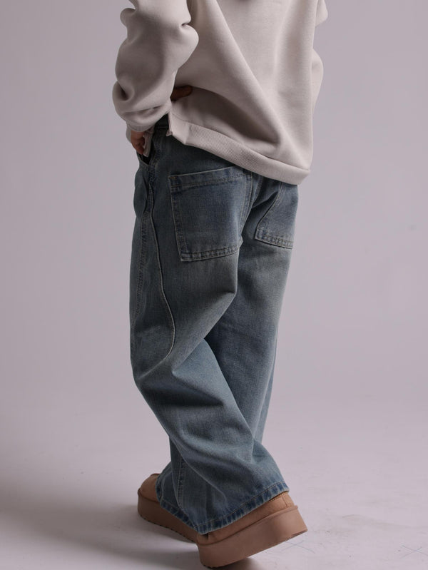 ג'ינס בנות כותנה רחב