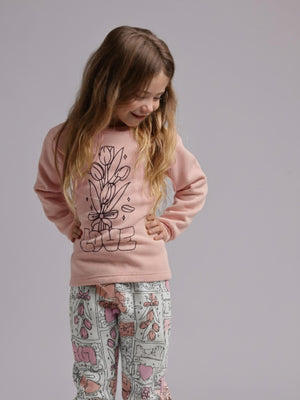 פיג'מה לילדות פוטר דגם LOVE