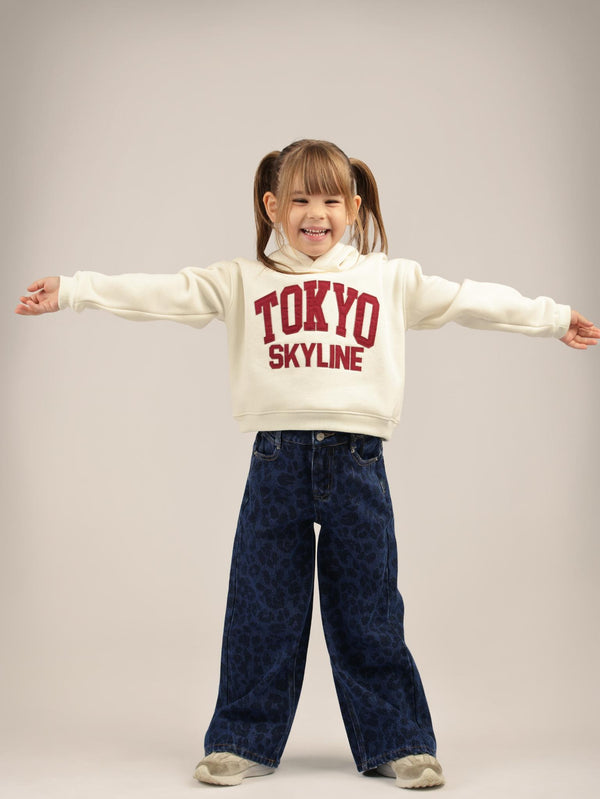 ג'ינס בנות כותנה טקסטורה מנומר