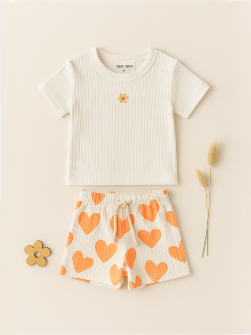 חליפה לילדות מבד ריב רחב דגם פירות