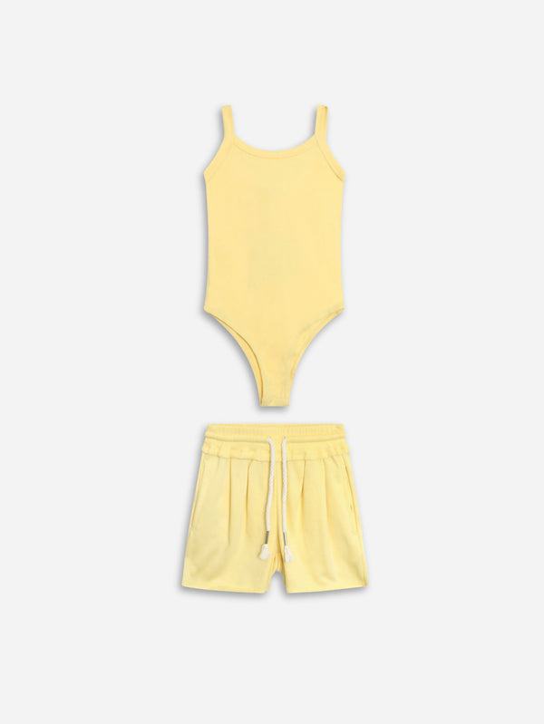 סט בגד גוף ושורט לילדות - דגם נאיה