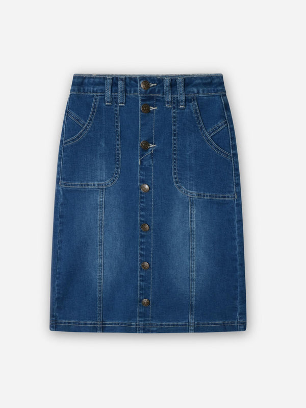 חצאית ג'ינס ארוכה עם כפתורים