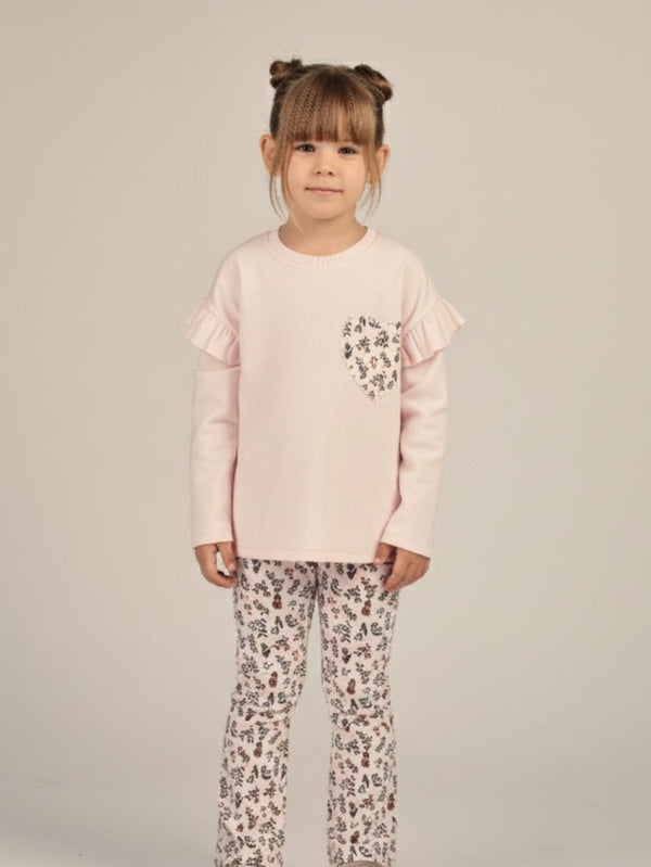 חליפת בנות פוטר לייקרה עם הדפס לב