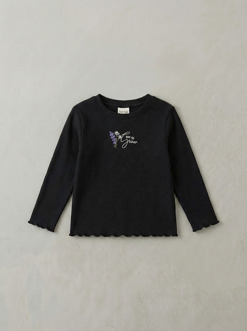 חולצה ארוכה לילדות כפפה דגם WAY ריב כותנה פוטר