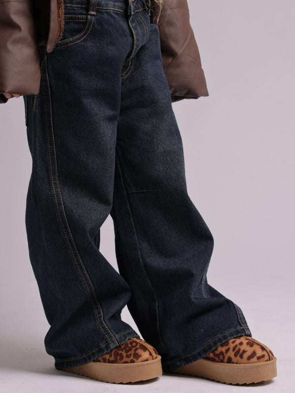 ג'ינס בנות כותנה רחב