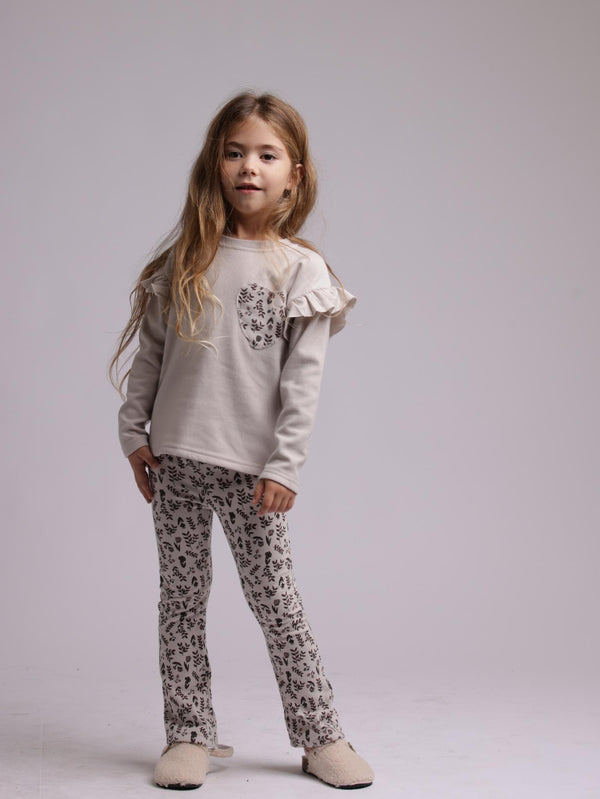 חליפת בנות פוטר לייקרה עם הדפס לב