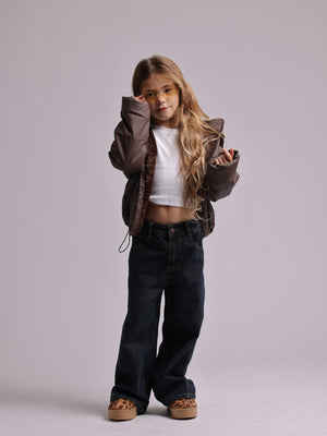 מעיל לילדות דמוי עור