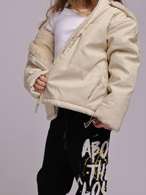 מעיל לילדות דמוי עור