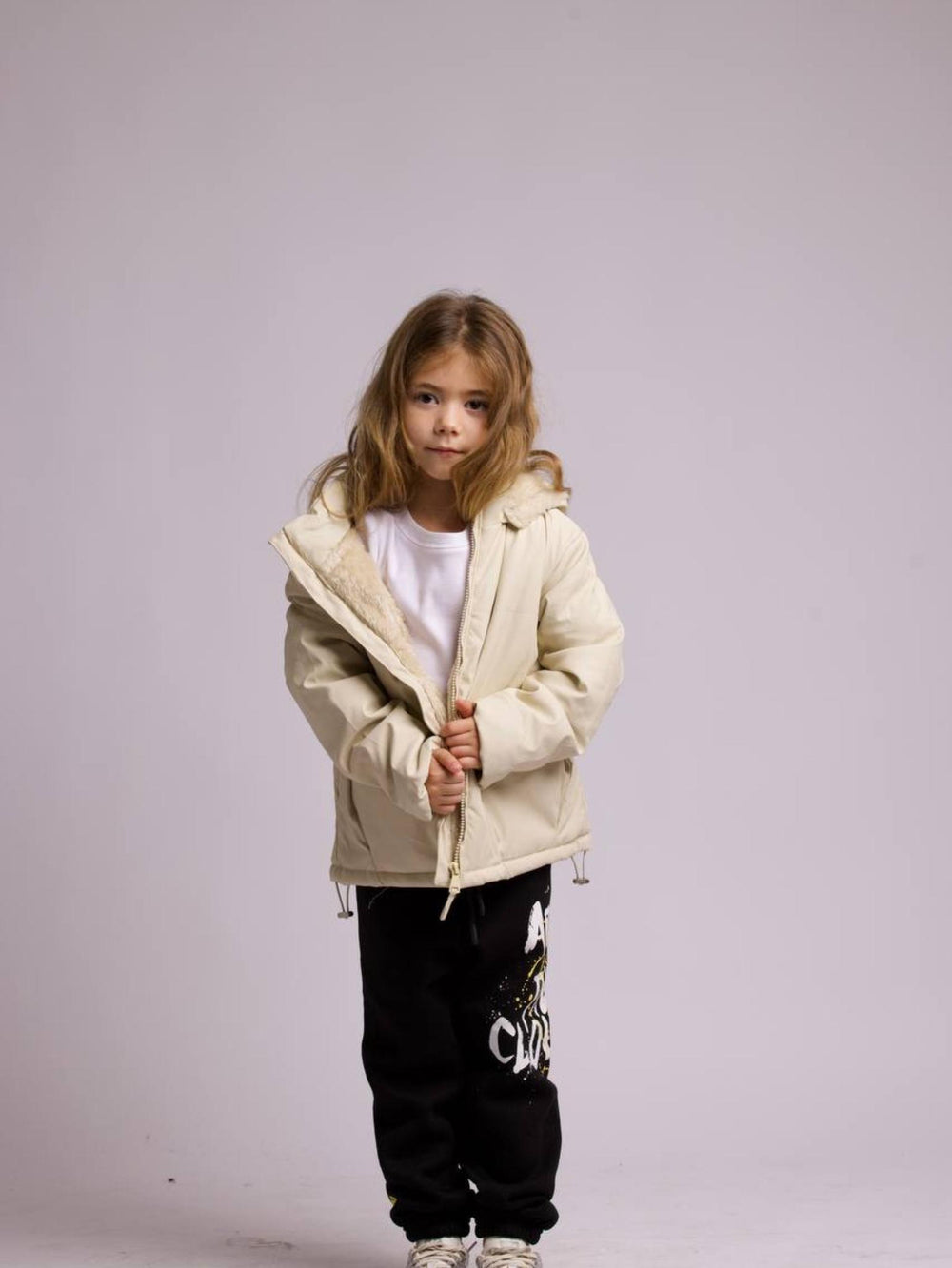 מעיל לילדות דמוי עור