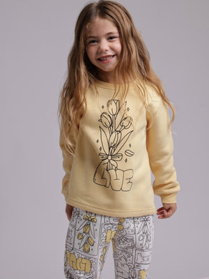 פיג'מה לילדות פוטר דגם LOVE