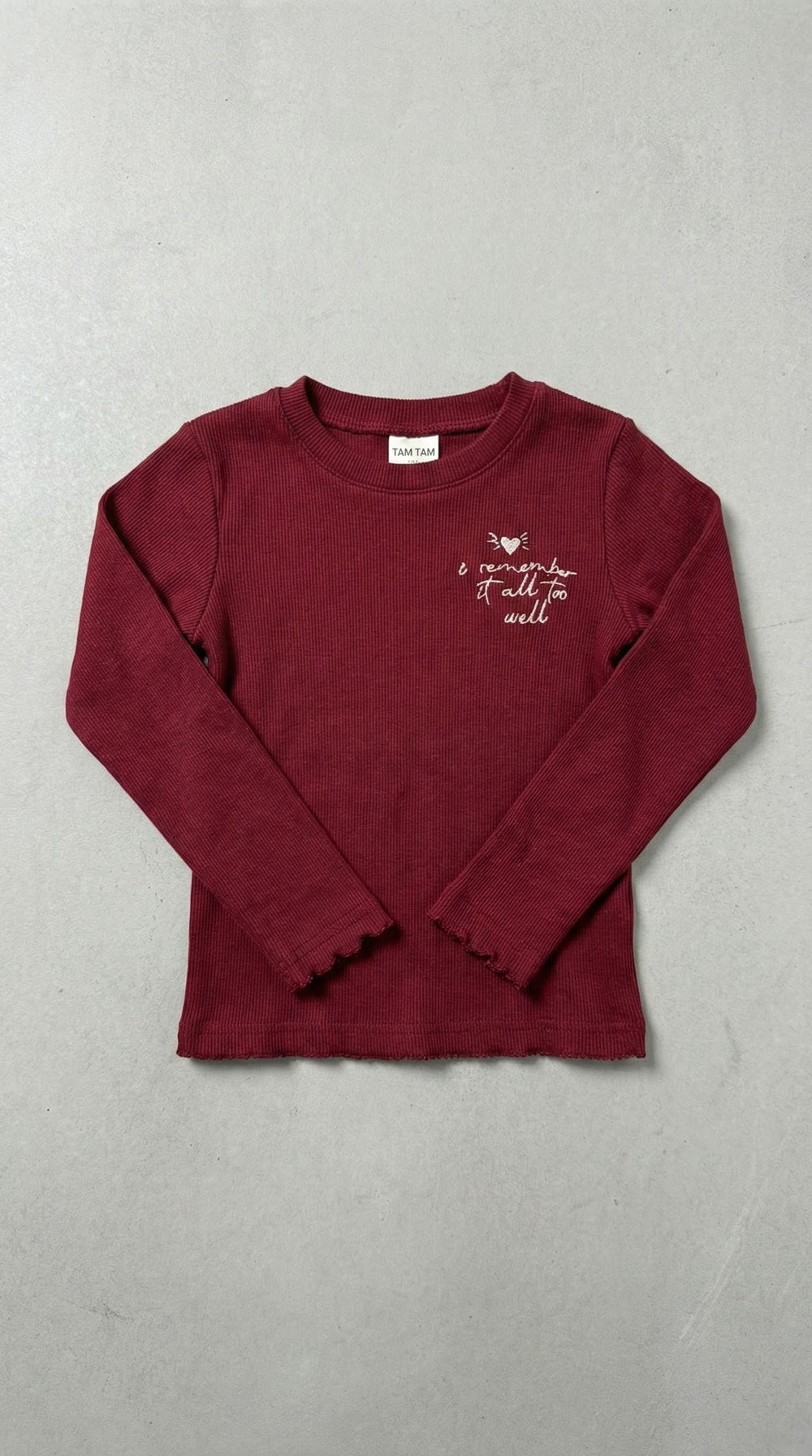 חולצה ארוכה לילדות כפפה דגם REMEMBER ריב כותנה פוטר