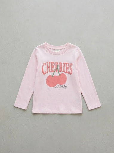 CHERRIES חולצה לילדות מבד טריקו דגם