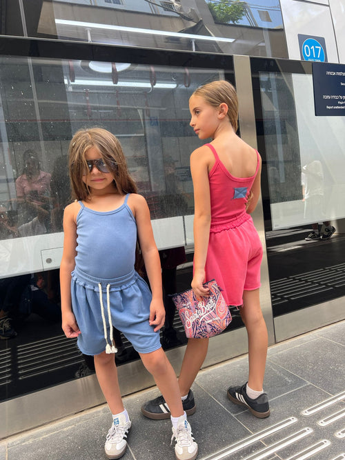 סט בגד גוף ושורט לילדות - דגם נאיה