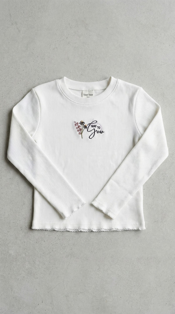 חולצה ארוכה לילדות כפפה דגם WAY ריב כותנה פוטר