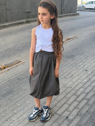 חצאית ארוכה בלון משבצות