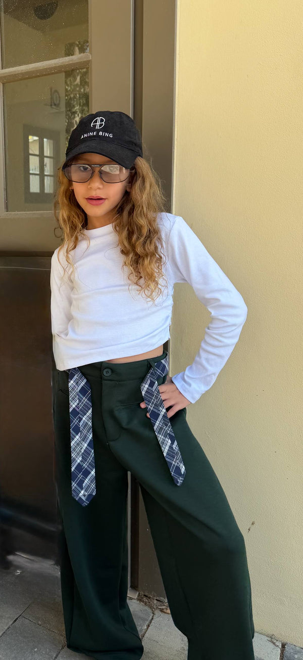 חולצת כיווץ חלקה ארוכה לילדות