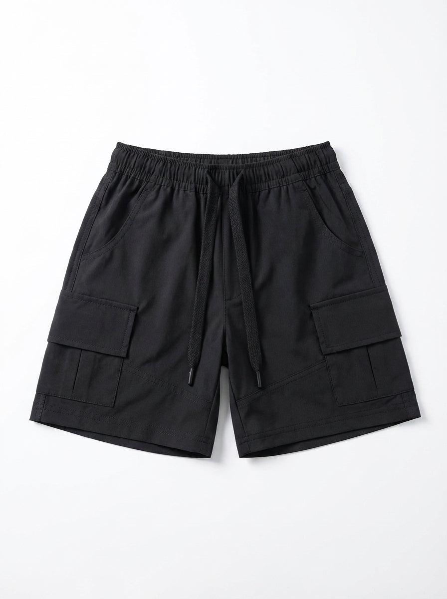 מכנסיים מבד פרשוט קצר עם דגמ'ח לילדים