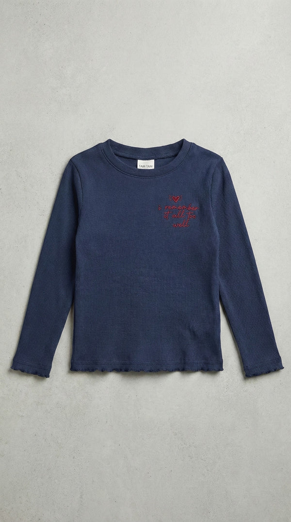 חולצה ארוכה לילדות כפפה דגם REMEMBER ריב כותנה פוטר