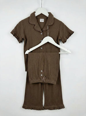 פיגמה מכופתרת ארוכה לילדות מבד ריב