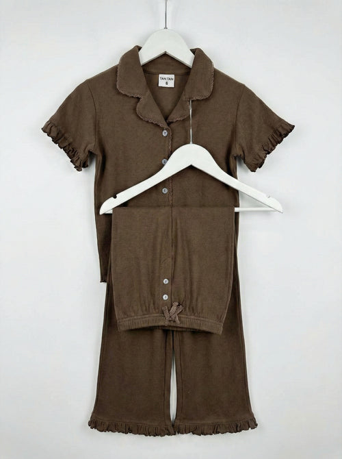 פיגמה מכופתרת ארוכה לילדות מבד ריב