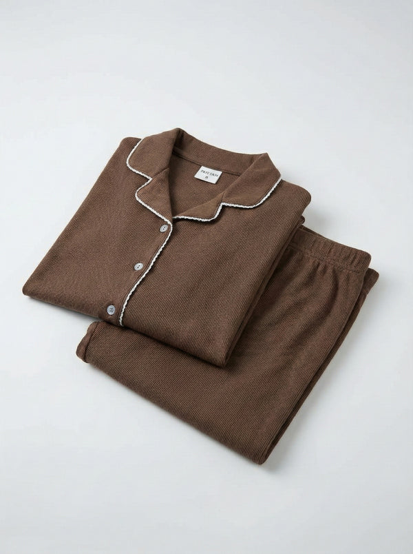 פיגמה מכופתרת ארוכה לילדות מבד ריב