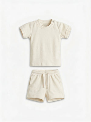 חליפה לילדים מכותנה חולצה ומכנס אוברסייז חלק