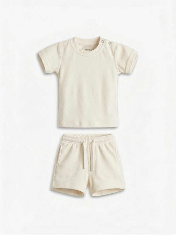 חליפה לילדים מכותנה חולצה ומכנס אוברסייז חלק