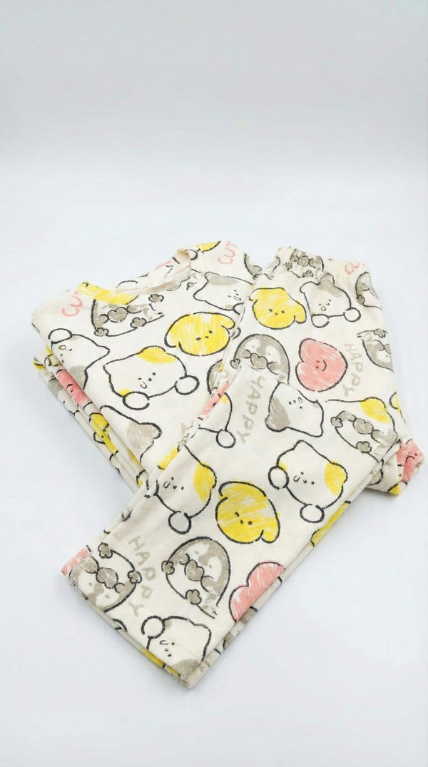 סט פיג'מה לבנות מבד פוטר הדפס דובים