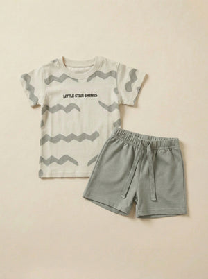 חליפה לילדים מבד טריקו וטרי דגם Little Star Shines