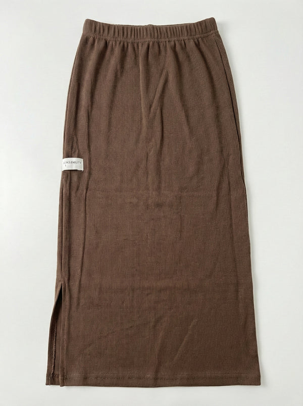 חצאית ריב כותנה לילדות גזרת קרסול עם שסע