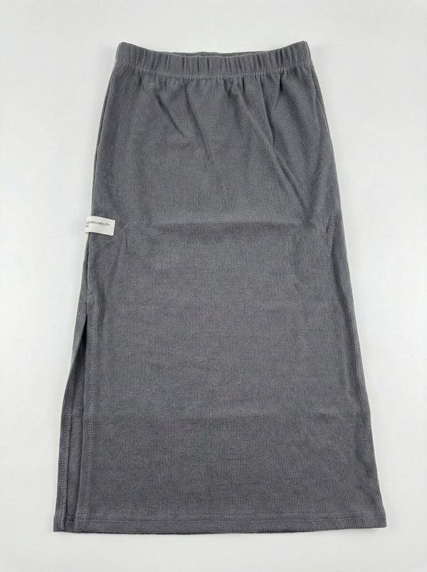 חצאית ריב כותנה לילדות גזרת קרסול עם שסע