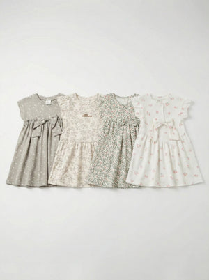 שמלה לילדות מבד ריב כותנה דגם פרחוני