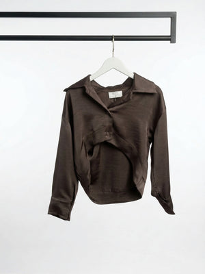 חולצה מכופתרת סאטן קרופ