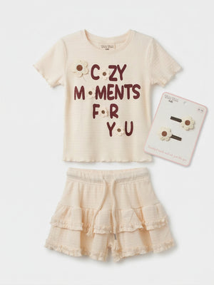 חליפה פרחונית כותנה לילדות