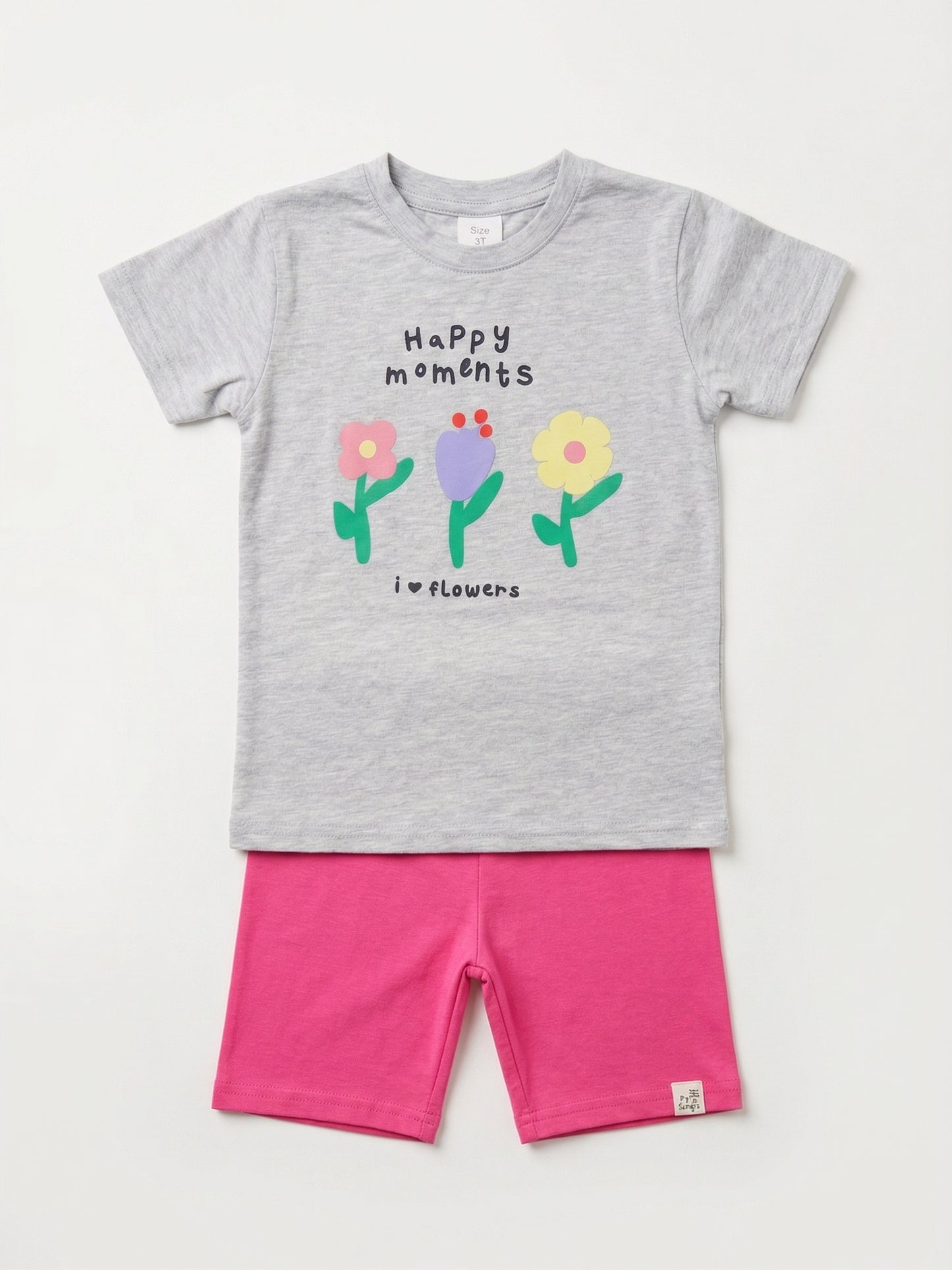 חליפה טריקו לילדות דגם HAPPY