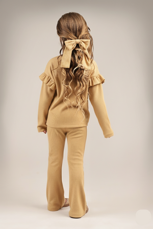 חליפה לילדות מבד ריב כותנה מגורד דגם פפיון