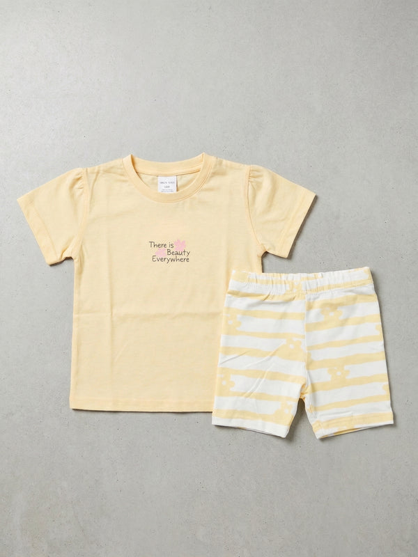 חליפה טריקו לילדות דגם פרחוני