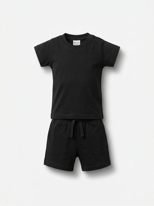 חליפה לילדים מכותנה חולצה ומכנס אוברסייז חלק