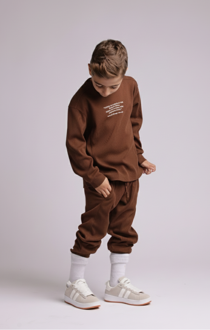 חליפה לילדים ריב כותנה מגורד דגם דפוס