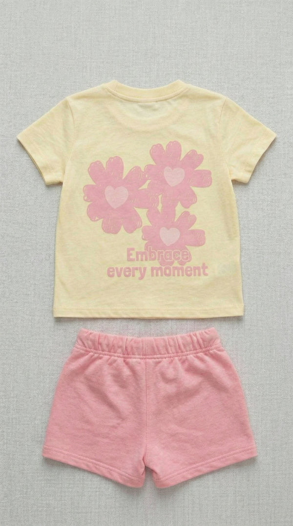 חליפה לילדות מבד טריקו וטרי דגם פרחוני