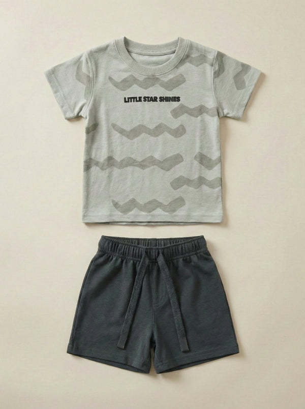 חליפה לילדים מבד טריקו וטרי דגם Little Star Shines